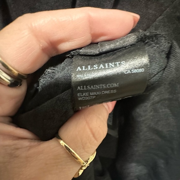 All Saints Sheer Black/Gray Elke V-Neck Slit Maxi Dress Size Large - Picture 6 of 6